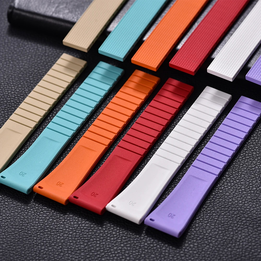 20mm Delugs CTS Fkm Rubber Watch Bands with 4 Color Butterfly Buckle Unique Texture Quick Release Watch Strap for Watch 260422