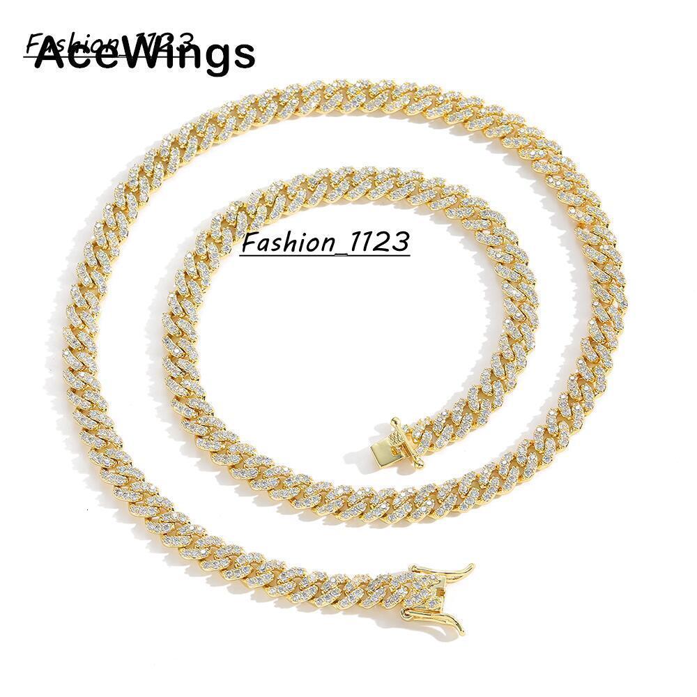 6mm Three Zircon Womens Thin Cuban Necklace Hip Hop Personality Gift Copper Inlaid Zircon Hip Hop Necklace