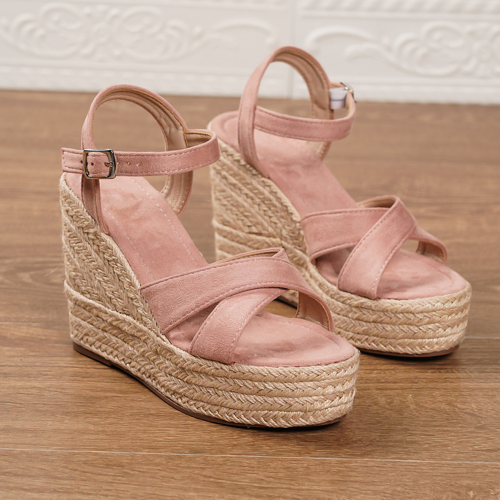 Womens Espadrille Wedge Sandals Multi Color Crisscross Strap Platform Summer Shoes With Ankle Buckle For Beach Vacation And Casual Wear