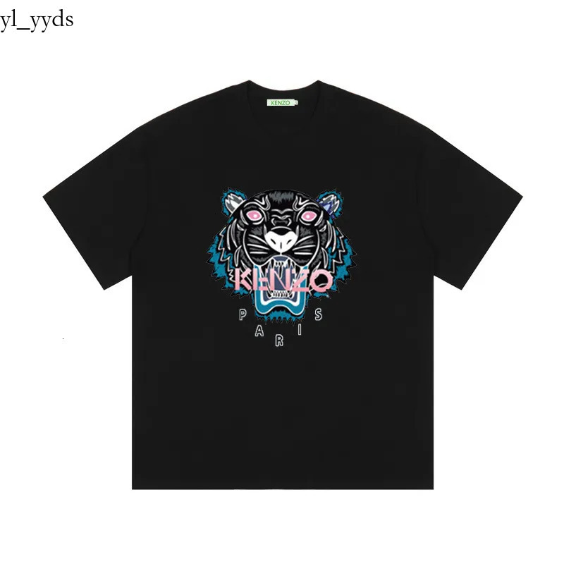 Kenzoly T Shirt Designer New Trendy Tiger Head Patchwork Kenzomen Tshirt For Men And Women American Style street high quality loose shirt 840