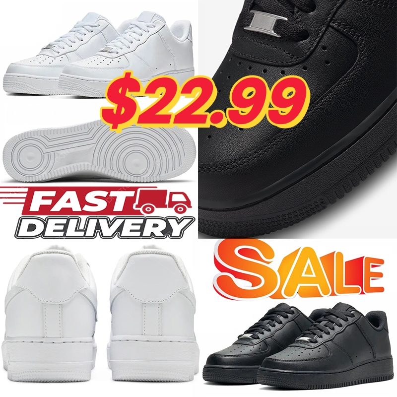 Unisex Designer 1 Running Sneakers One Triple White Black Leather Outdoor Womens Mens Trainers Shoes 36-45