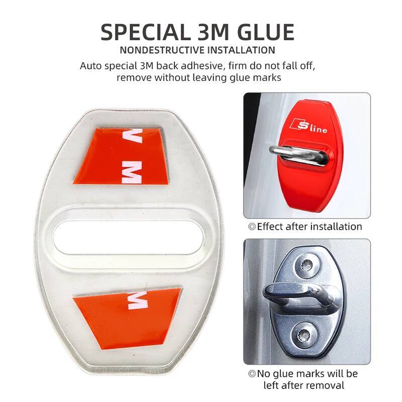 4Pcs Car Door Lock Cover Protector Case Trim for Audi A3 A4 A5 A6 A7 Q3 Q5 Q7 TT S4 S5 RS3 RS4 RS5 etc