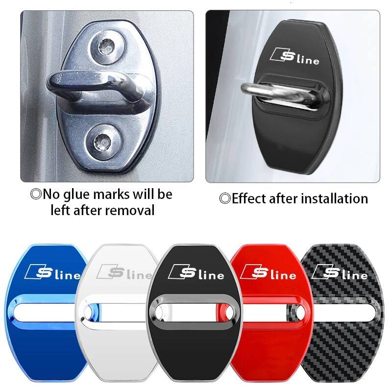 4Pcs Car Door Lock Cover Protector Case Trim for Audi A3 A4 A5 A6 A7 Q3 Q5 Q7 TT S4 S5 RS3 RS4 RS5 etc