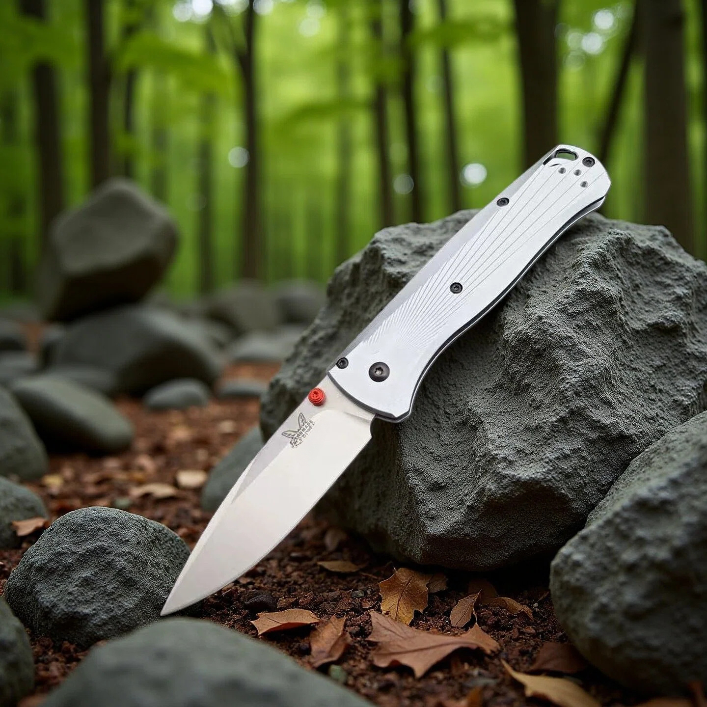 BM 535BK-4 Bugout Pocket Folding Knife 3.24" M390 Black DLC Plain Blade, Machined Aluminum Handles Outdoor Camping Fishing Tools