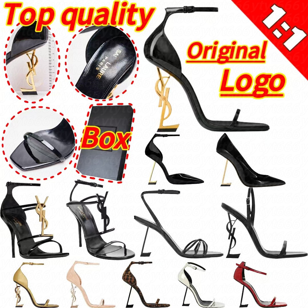 yslheelz Women Mules Dress Shoes High Heels Womens Designer Genuine Leather Pumps Lady Sandals Classic Style Wedding Slingback Heels Black Golden 8cm 10cm