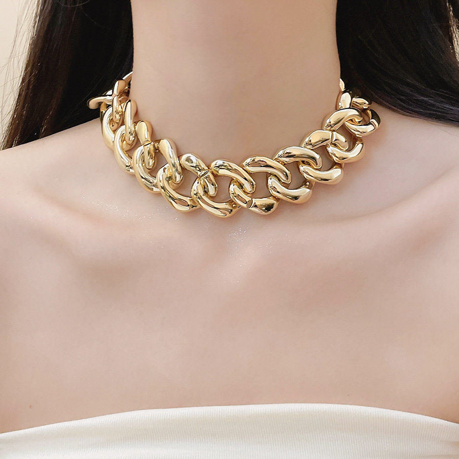 European American retro chain adjustable necklace with unique design, simple stylish collarbone chain, light luxury and high-end feel accessory - view 4