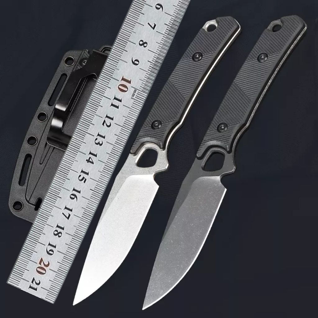 KS 2048 Durable Fixed Blade Knife - 8Cr13Mov Blade - Nylon Fiber Handle - Outdoor Multi-functional Portable Cutting Knife