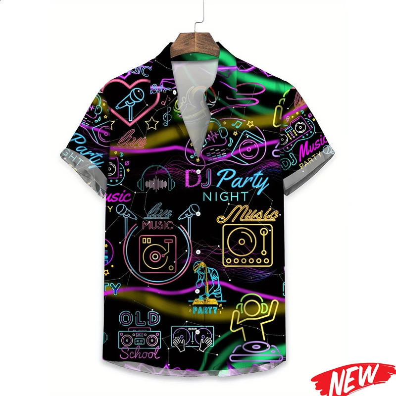 Retro 80s 90s Graphic Hawaiian Shirts For Men Clothing 3d Printing Button Shirt Unisex Fashion Street Lapel Short Sleeve 260424