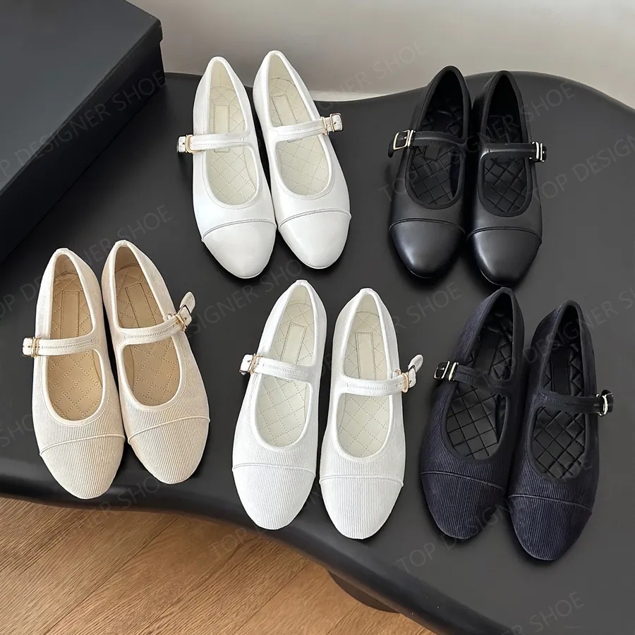Classic Cotton Fabric Mary Jane Ballet flat shoes strap sandal loafers womens flat Dress shoes Luxury ballerina Flat designer shoes womens Real leather slip on shoe
