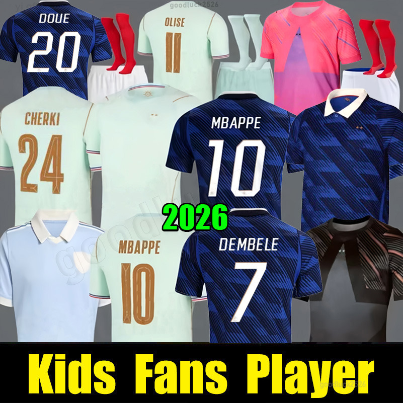 french soccer jersey 2026 27 MBAPPE BARCOLA OLISE EKITIKE 2026 DEMBELE Maillots de football shirt equipement de foot Men kids kit enfants France 120TH