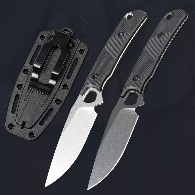 KS 2048 Durable Fixed Blade Knife - 8Cr13Mov Blade - Nylon Fiber Handle - Outdoor Multi-functional Portable Cutting Knife