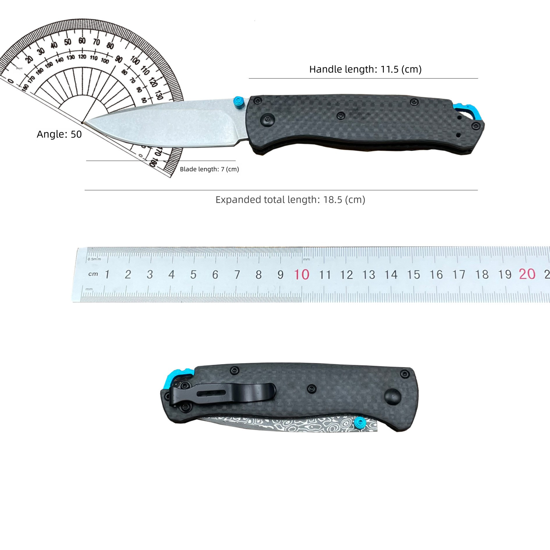 BM 535 Folding Knife Damascus steel Blade Carbon Fiber Handles Sharp Field Hunting Knife Survival Tactical Tool with Pocket Clip Pocket Knife