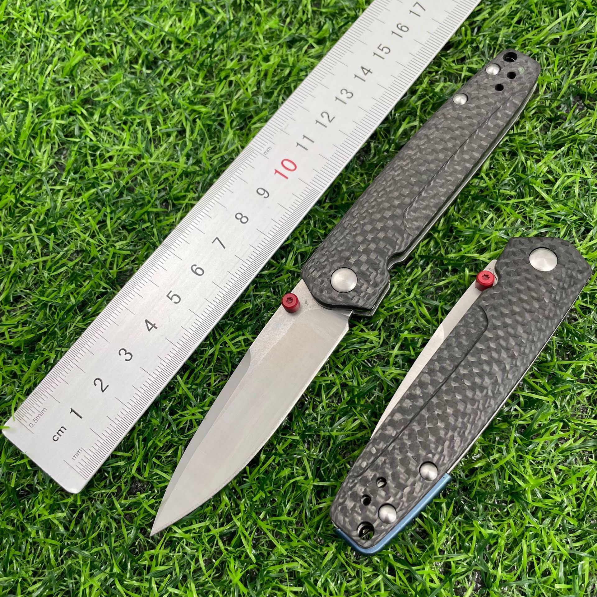 Bm485 carbon fiber handle titanium fracture knife, high hardness outdoor portable mini sharp knife