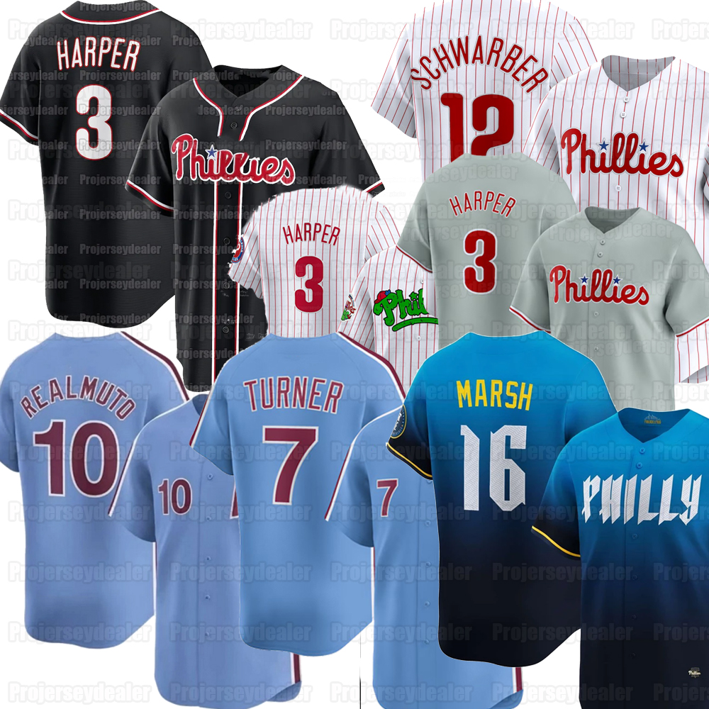 Bryce 3 Harper Phillies 2026 Black out Jersey Kyle Schwarber Brandon Marsh Adolis Garcia Trea Turner Kepler J.T. Realmutos Zack Wheeler Alec Bohm Bryson Stott