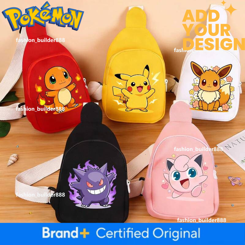 Pokemoned Chest Pack for Girls Boy Anime Cartoon Pikachu Shoulder Bag Students Mini Portable Crossbody Pouch Birthday Gifts