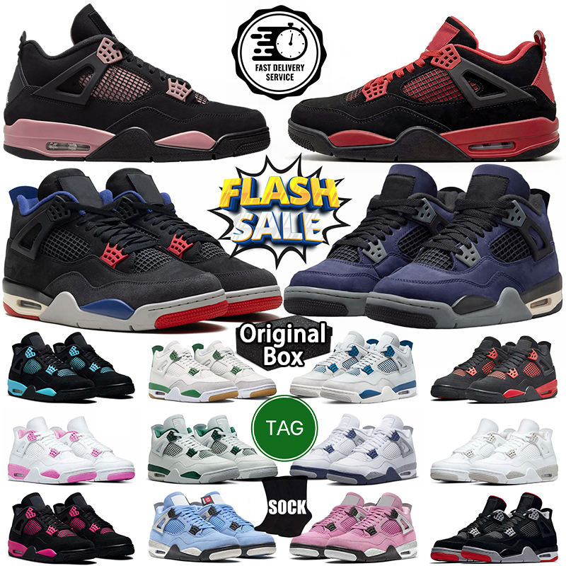 With Box 4 4s mens basketball shoes 2025 Pizza Black Cat White Cement by Brick Bred Reimagined Military Thunder UNC Blue men women trainers sports sneakers