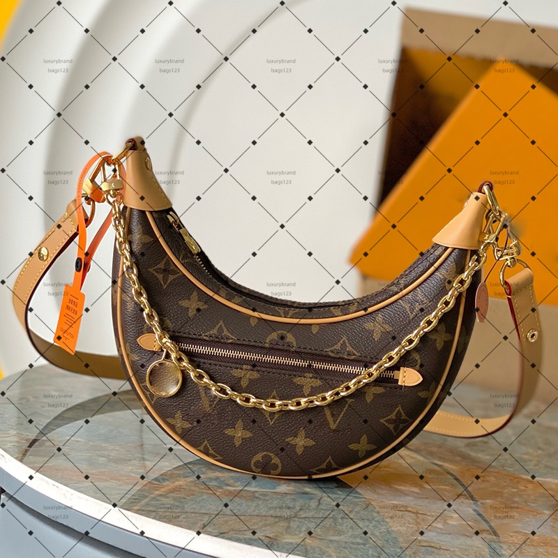 5A Quality Women Bag Designer Loop Bag Crescent Pea Bag shoulder hobo Purse M81098 Cosmetic half-moon baguette underarm Handbag crossbody Metal Chain Collection a1