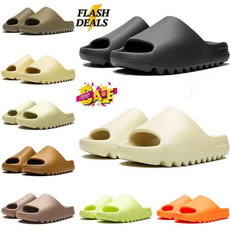 Designer mens slides Slippers sandals Sneakers Shoes Bone White Resin Desert Sand Rubber Summer Flat Men Women sliders Beach fashion Trainer Size 36-47