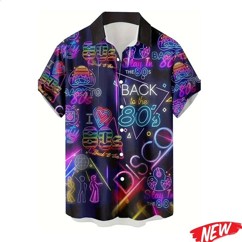 Retro 80s 90s Graphic Hawaiian Shirts For Men Clothing 3d Printing Button Shirt Unisex Fashion Street Lapel Short Sleeve 260424