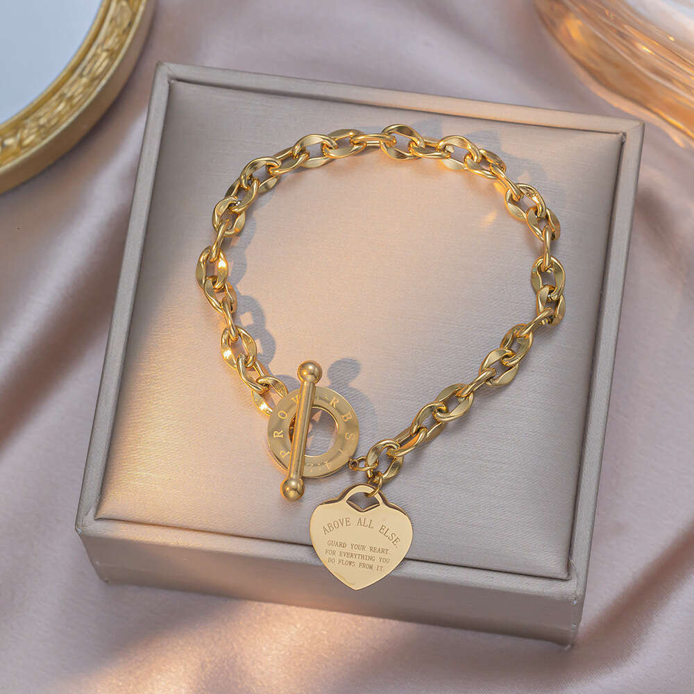 Heart Shaped Couple Bracelet Women Titanium Steel Personalized Jewelry Fashionable Multi-functional Clasp Bangle Love Gift