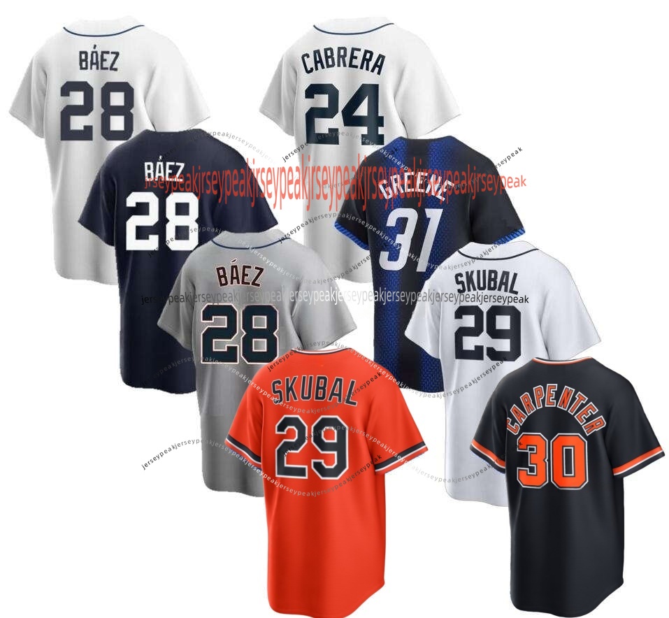 Tarik Skubal 29 Spencer Torkelson 20 Riley Greene 31 Javier Baez Keith Matt Vierling Miguel Cabrera Personalized Customized Baseball Jersey Custom Any