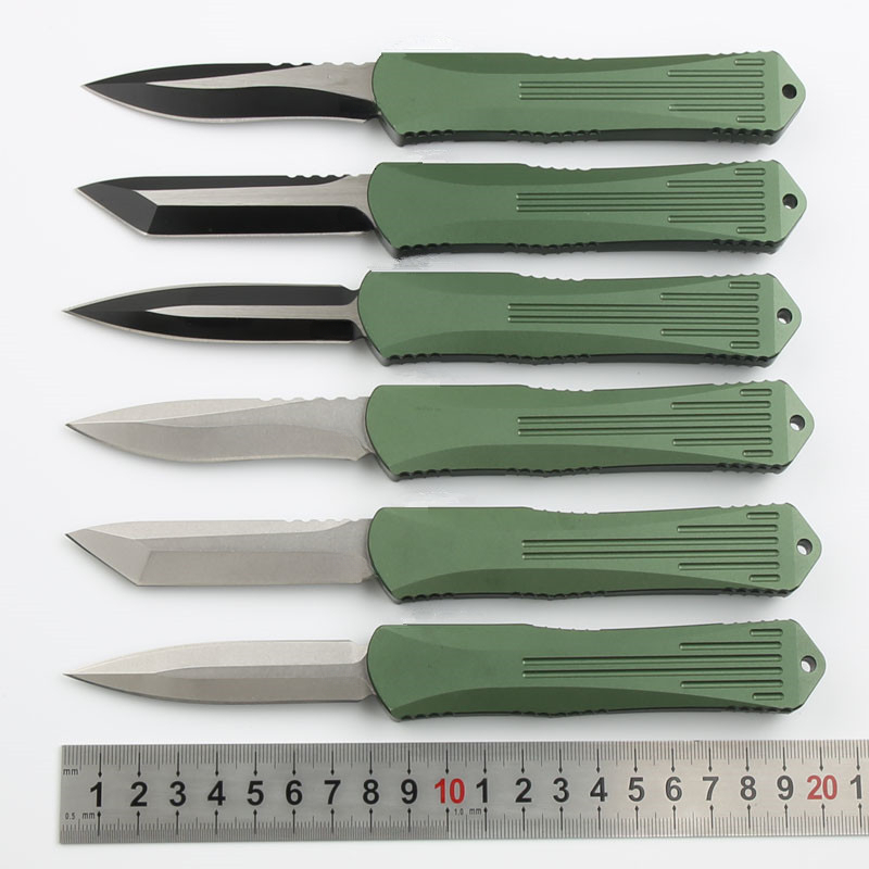 High-hardness outdoor folding knife with green handle, made of aviation aluminum, D2 blade wilderness survival, sharp portable, suitable for camping a