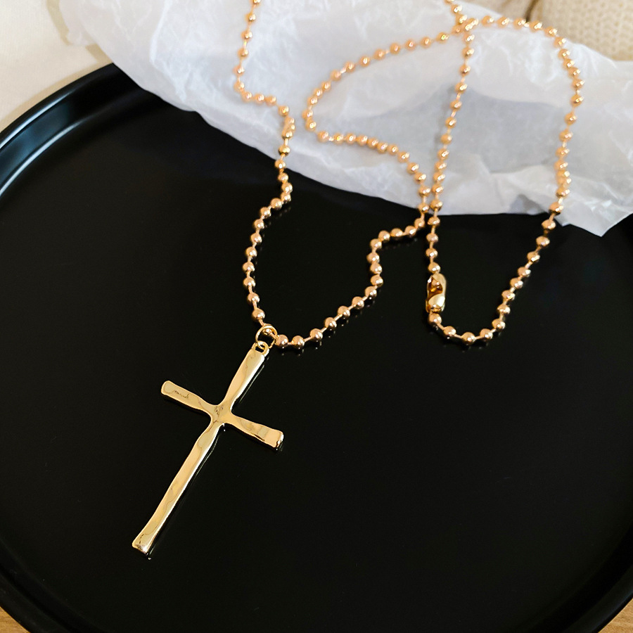 European American cross-border metal round long cross pendant necklace, simple and stylish collarbone chain, high-end women's accessory - view 8