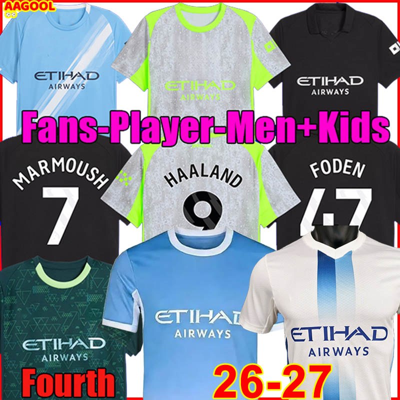 MAN CITY soccer jersey football jerseys kit shirt Manchesters 25 26 27 MARMOUSH HAALAND CHERKI REIJNDERS FODEN SAVINHO 2026 2027 RODRIGO KidSuper men kids uniforms
