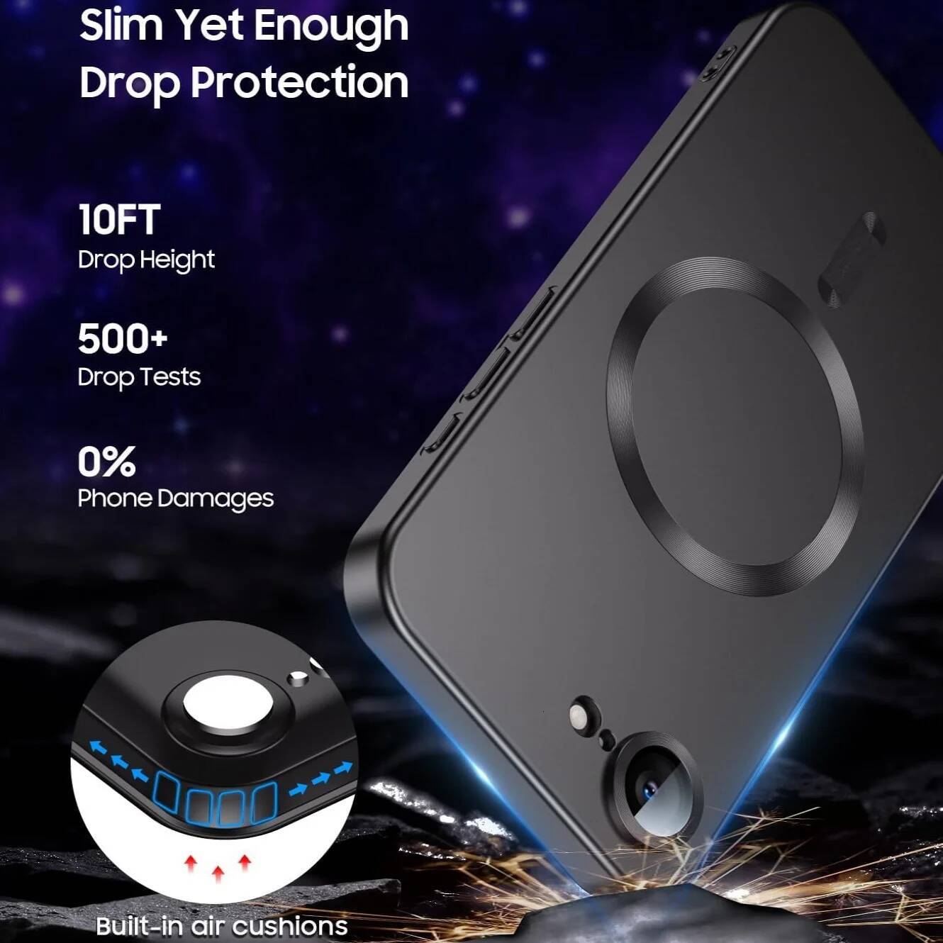Phone Case iPhone 17e/16e Phone Case Compatible with Magnetic Built-in Camera Lens Protector Slim Soft Bumper Shockproof
