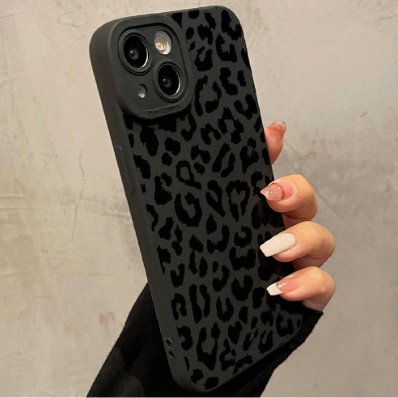Compatible with Apple 16 Pro Max Creative Personality Leopard Print Phone Silicone 15 Soft Case 14 Shockproof 13 New Model 12 Small
