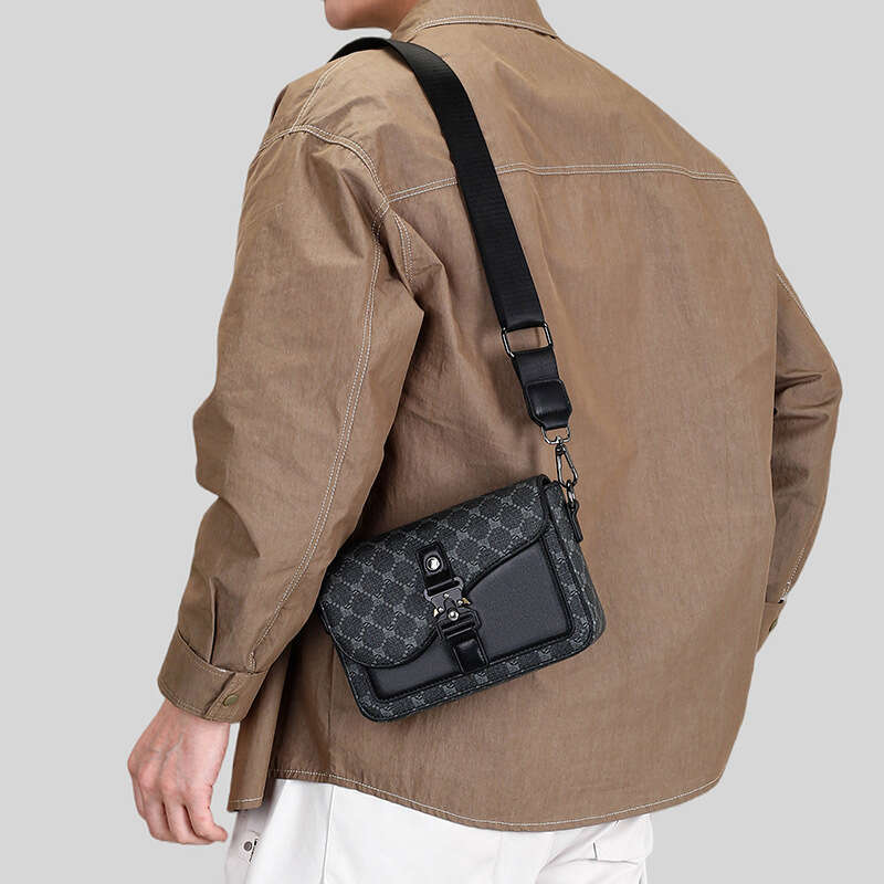Foreign Trade Fashion Saddle High Quality Texture Men S European And American Plaid Single Shoulder Business Travel Commuting Crossbody Bag High Quali