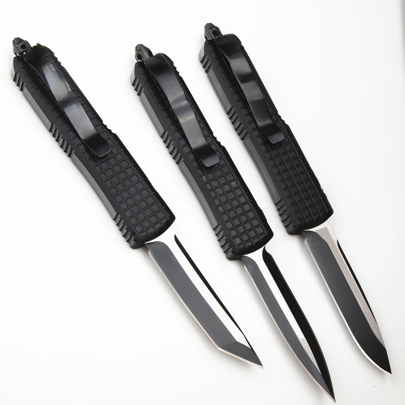 ut85 Black Portable Travel Pocket Knife, Outdoor Camping Hiking Tactical EDC Knife, D2 Steel Blade Durable Aluminum Alloy Handle