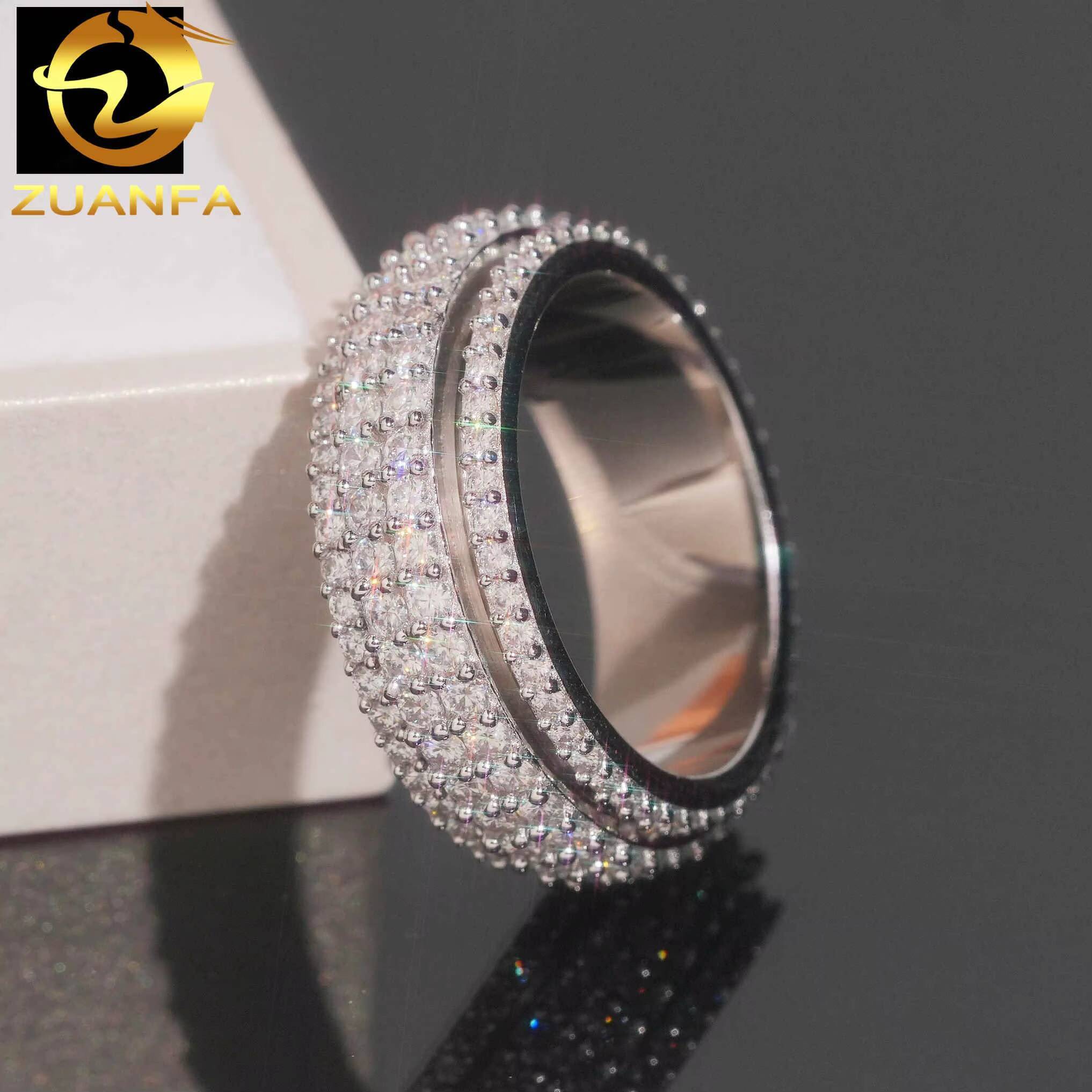 Custom Pass Diamond Tester Sterling Silver 925 Iced Out Hip Hop Mens VVS Moissanite Diamond Ring for Men
