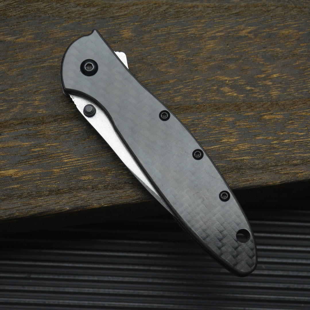 KS 1660 Folding Knife with 8cr13mov Blade Carbon Fiber Handle Outdoor Camping Portable Barbecuing Practical Cutting Knife
