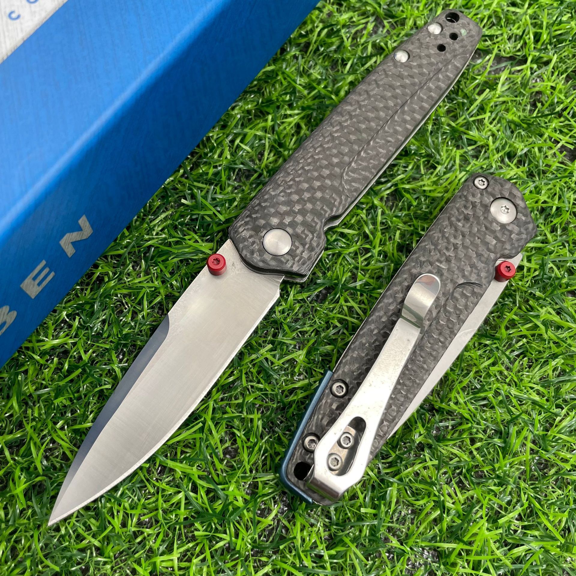Bm485 carbon fiber handle titanium fracture knife, high hardness outdoor portable mini sharp knife