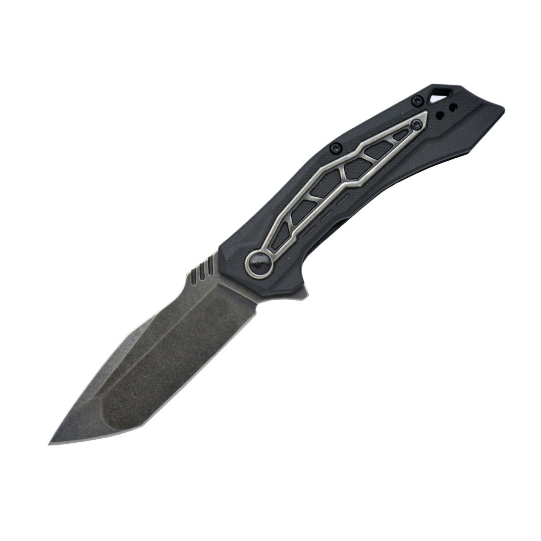 KS 1376 Stainless Steel Folding Knife - 8Cr13Mov Blade - Nylon Fiber Handle - Portable Household Fruit EDC Carry Tool Knife