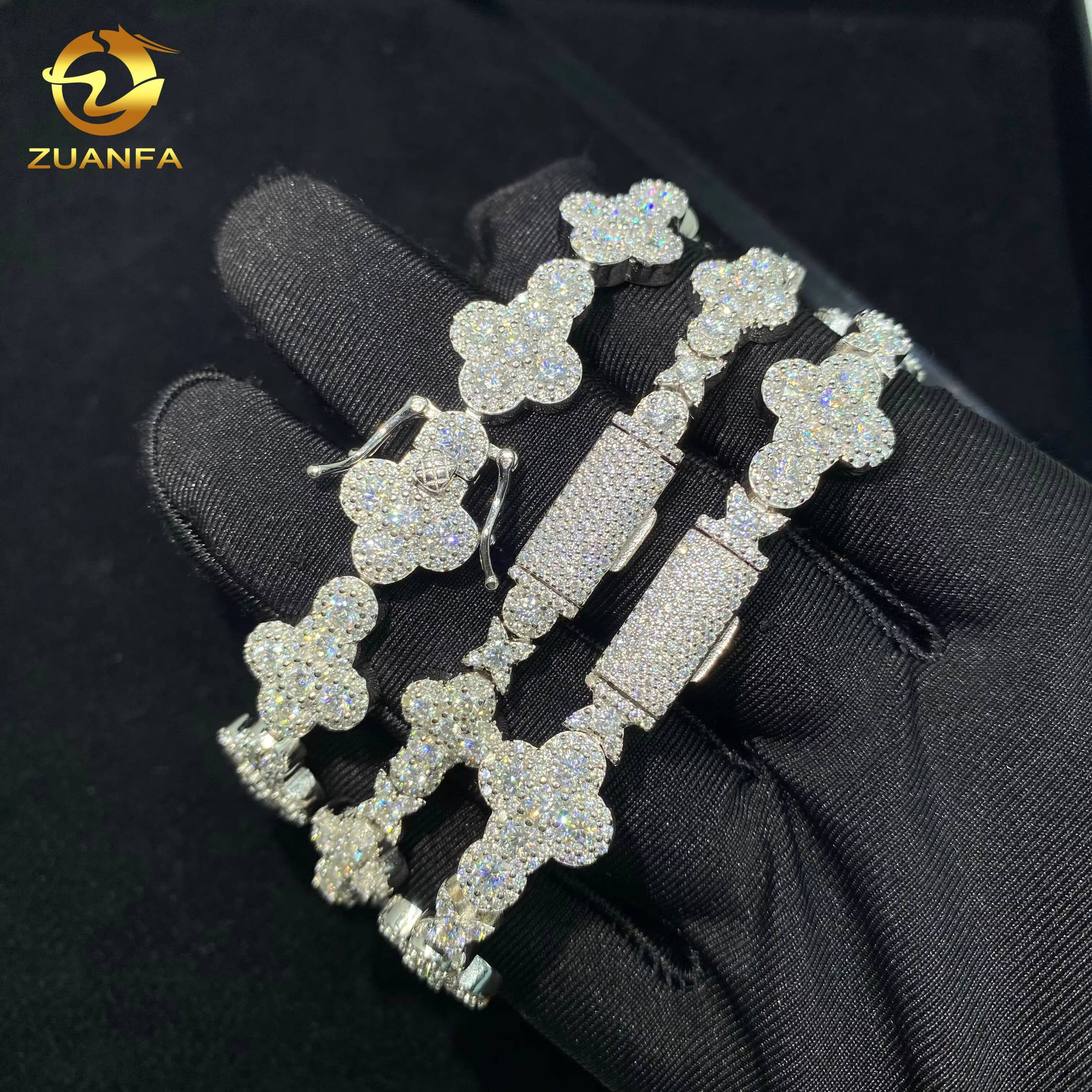 10mm 13mm GRA Certificate Iced Out Custom VVS Moissanite Diamond 925 Silver Hip Hop Jewelry Cross Cuban Link Chain Bracelet