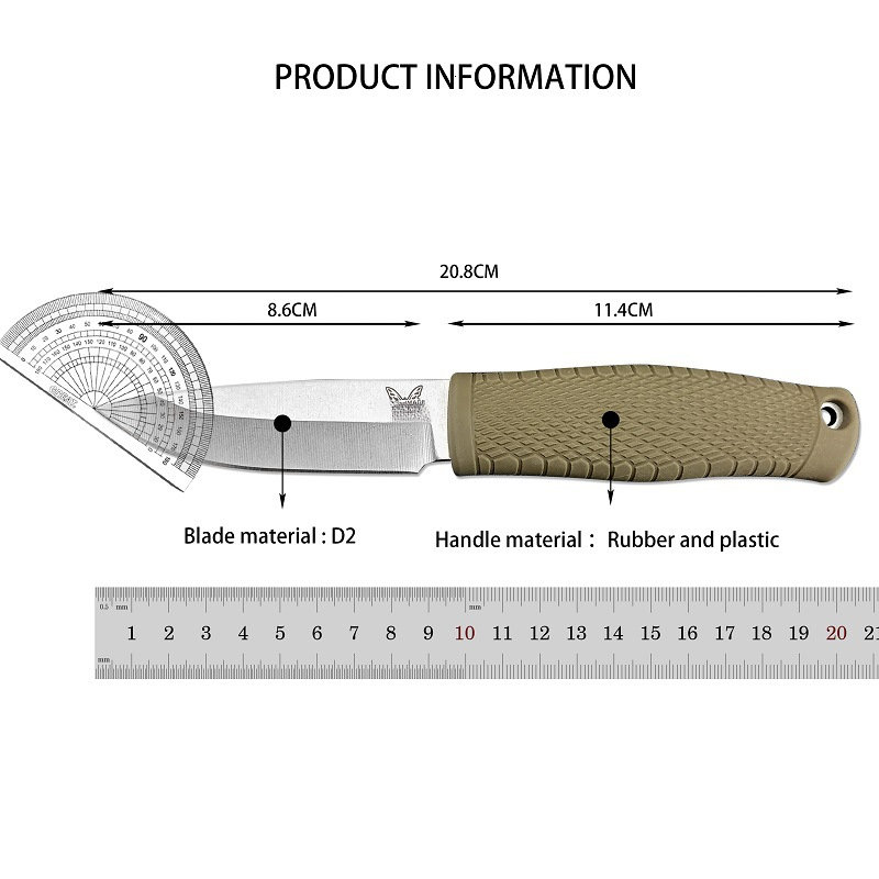 BM 200 Fixed Blade Knife Outdoor Hunting Camping Knives 3V Blade Nylon Fiber Handle EDC Survival Hiking Cutting Tools