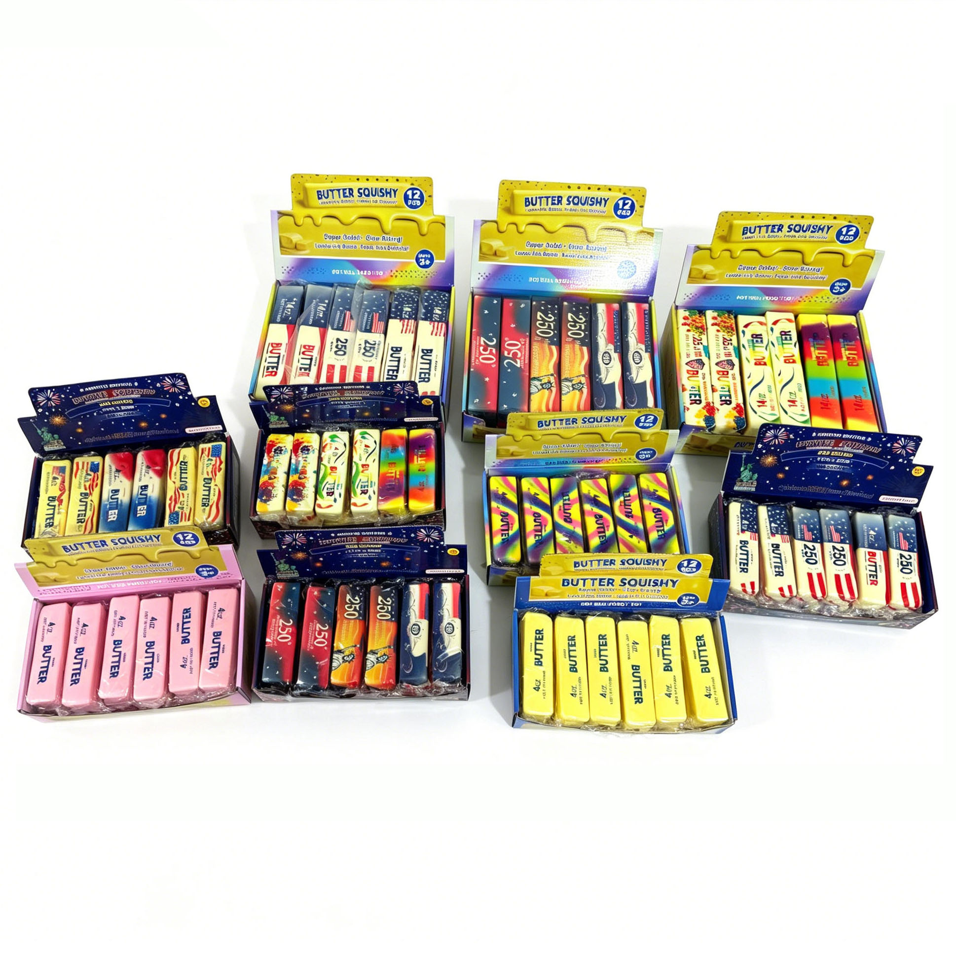 Stress Relief Elastic 14cm Butter Stick Toy, Fun Squeezing Toy, Elastic Cheese Stick, Stress and Anxiety Relief Game Decompression Toy with box