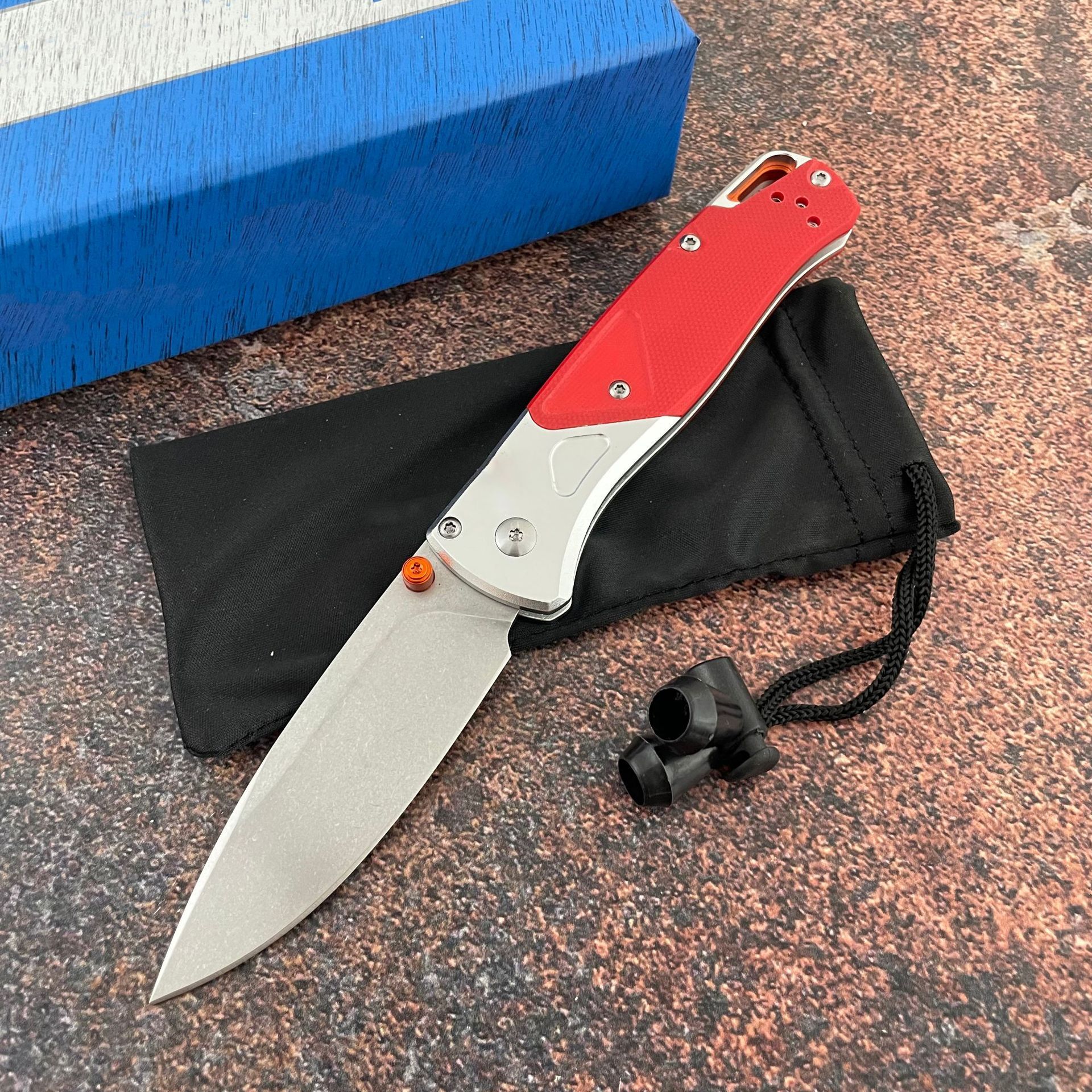 BM 535-09 Bugout AXIS Folding Knife Stonewashed Drop Point Blade Gray Aluminum Handles with G10 Outdoor EDC Tools Pocket Knives
