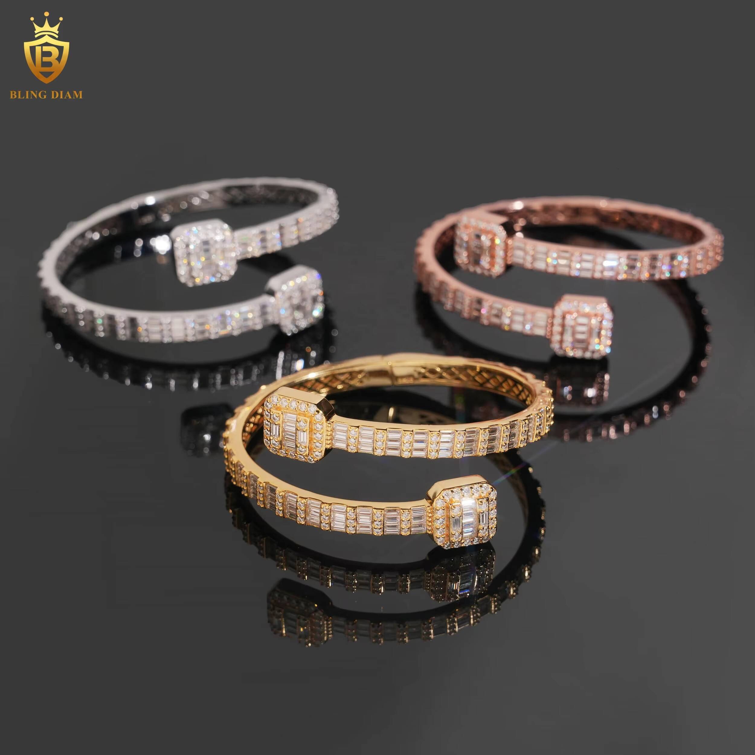 High Quality Fashion 57mm Pass Diamond Tester VVS Moissanite Hip Hop Lced Out Chain 925 Silver Cuban Link Chain Bracelet
