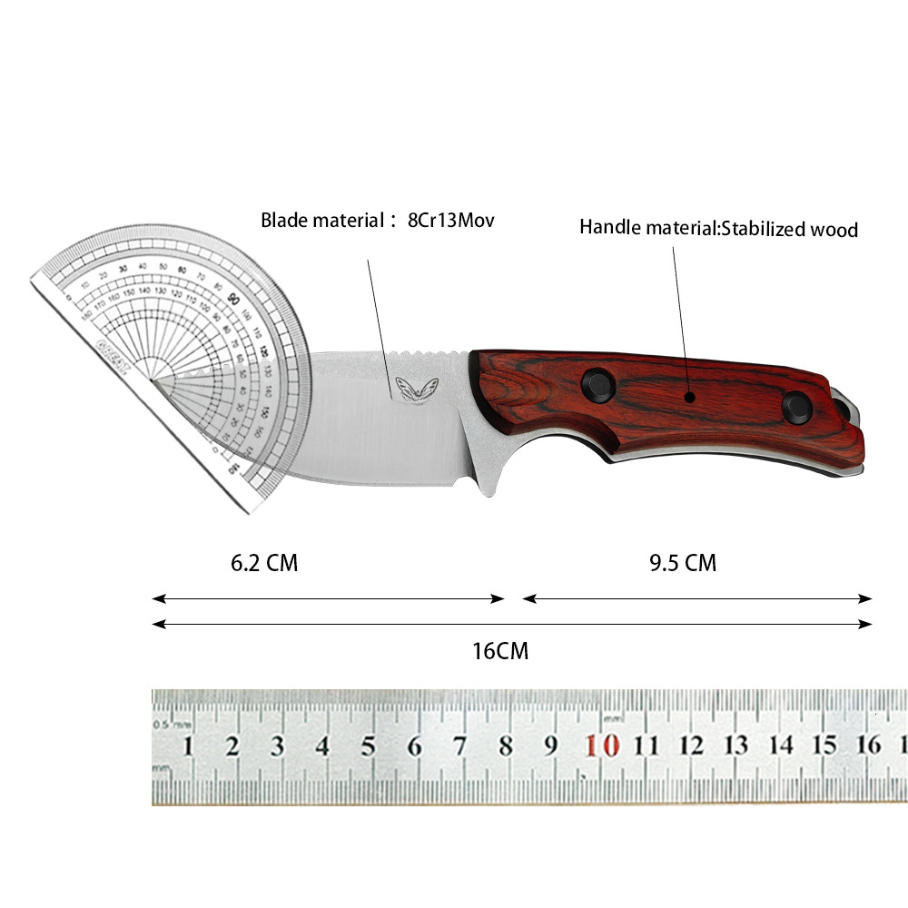 BM 15017 Hunt Hidden Canyon Hunter Mini Drop Point Fixed Blade Knife Wood / Orange G10 Handle Tactical Survival Camping Knives