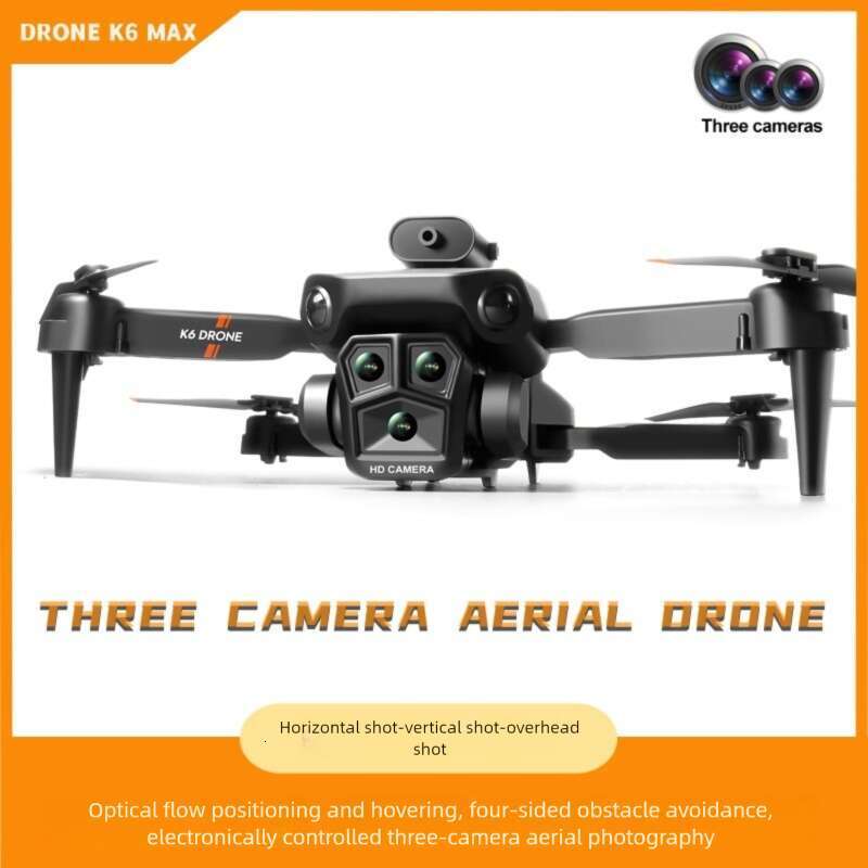 K6 MAX Foldable RC Drone, Triple Lens HD Aerial Quadcopter, Smart Obstacle Avoidance, Vertical Shooting Design, Portable Outdoor Flying Toy CKS