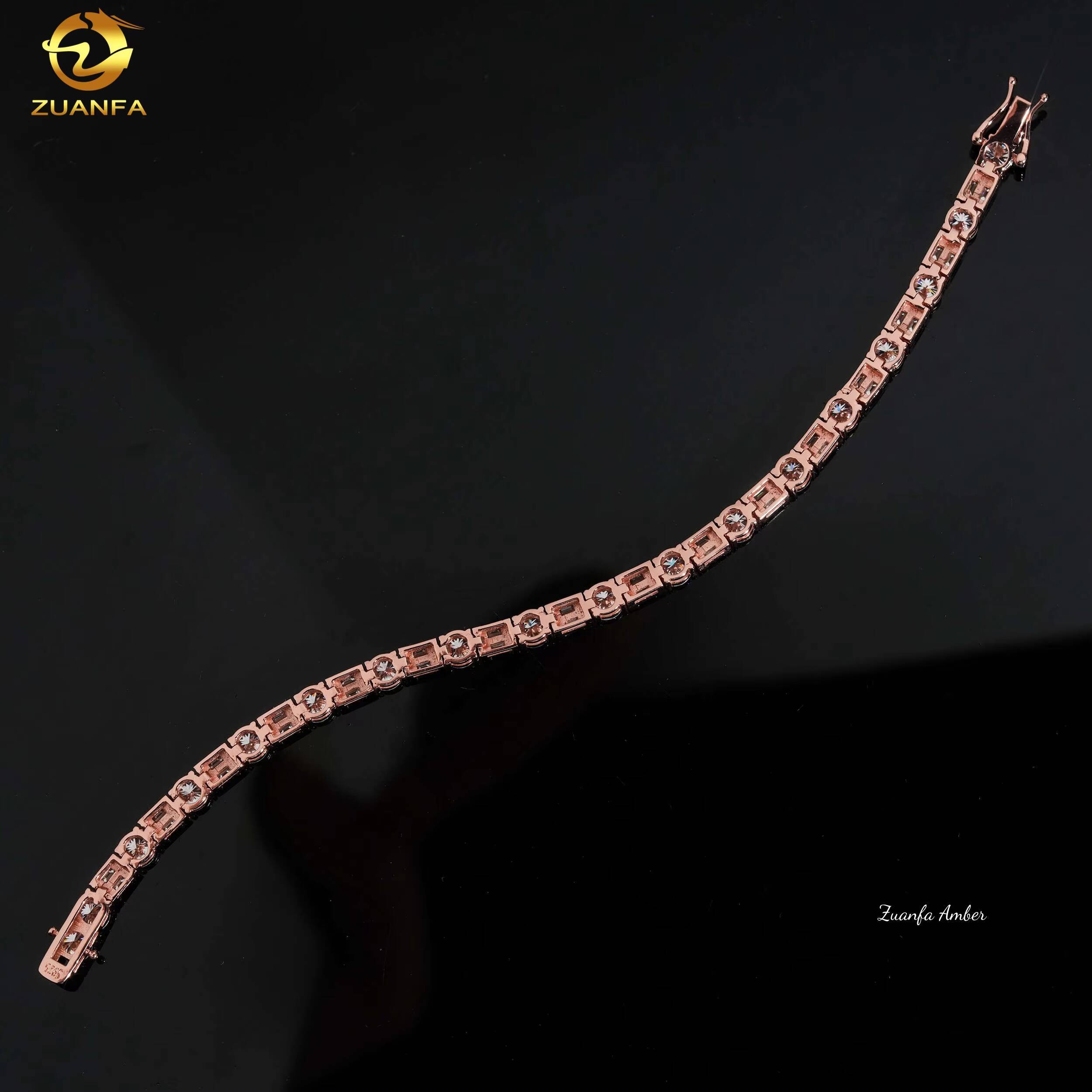Hip Hop Iced Out S925 Sterling Silver 5MM Bling D-VVS Moissanite Diamond Setting Tennis Bracelet