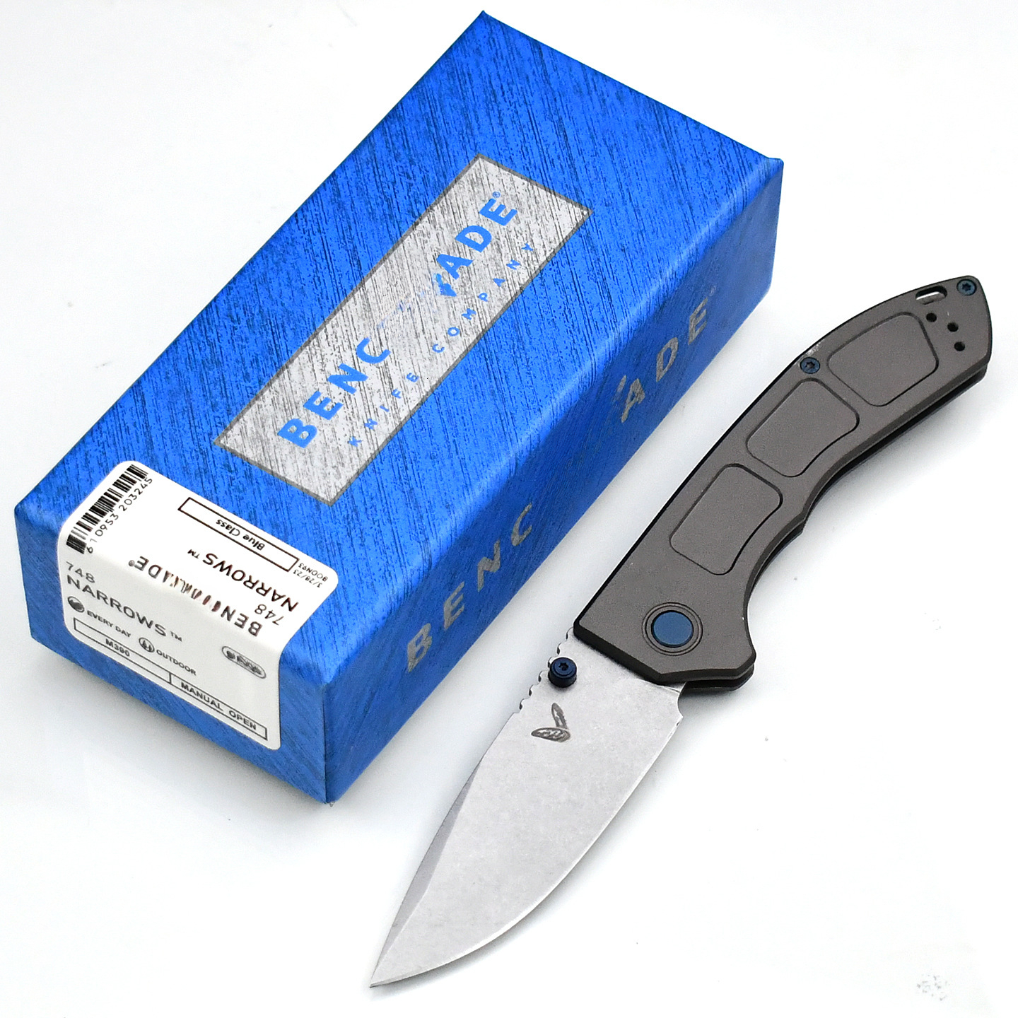 BM 748 Narrows Titanium M390 Blade Folding Knife Outdoor Camping Hunting Pocket EDC Utility Knife