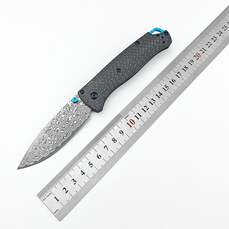 BM 535 Folding Knife Damascus Steel Blade Manual Open EDC Pocket Knife High Quality Carbon Fiber Handle with Clip Portable Tools
