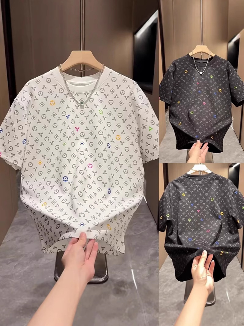 Luxury Brand Designer Clothes Trendy Round Neck Full Print Old Flower Short Sleeve T-Shirt For Men 2025 Summer New Casual Versatile Stylish Cool Half 