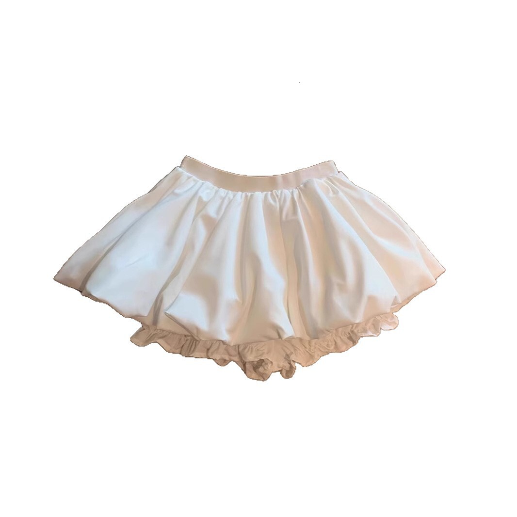 2026 New Designer Luxury Brand Skirt Spicy Girl Riot Dew Fluffy Ultra Short Pants White Flower Bud Half Skirt Women Summer Petite High Waist A-line Wh