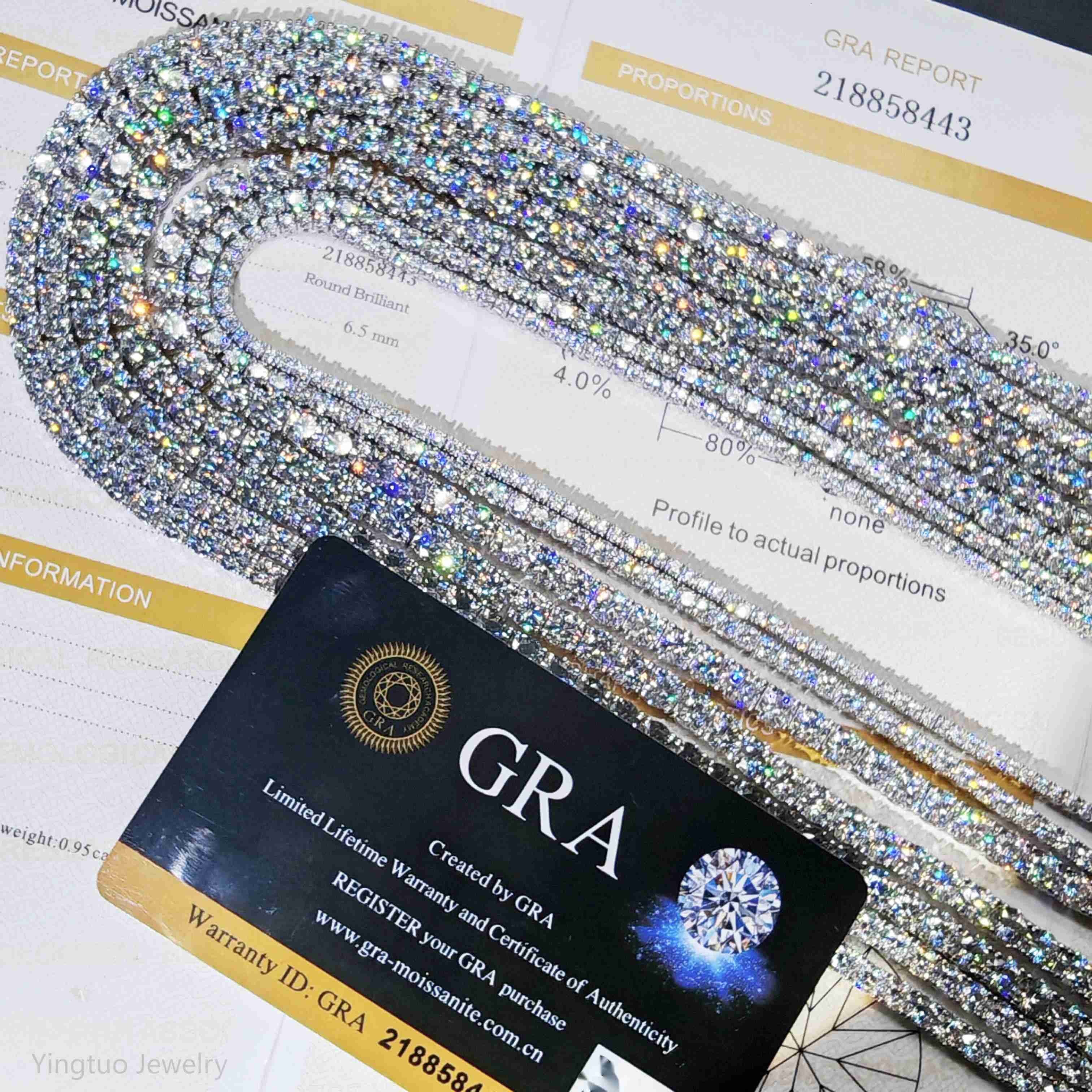 Factory Price Iced Cut 2mm 3mm 4mm 5mm 65mm VVS Silver 925 Hip Hop VVS Moissanite Diamond Tennis Chain for Women Men