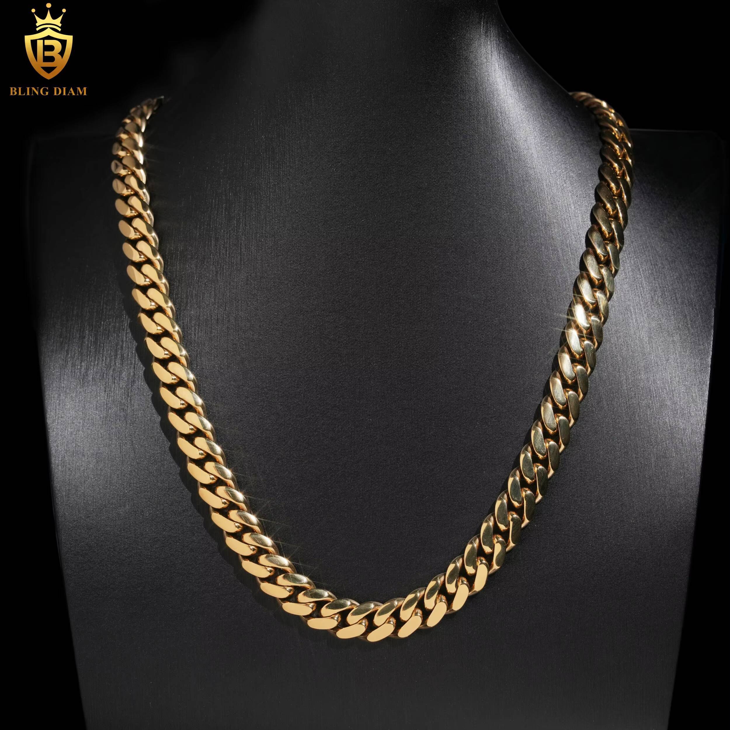 Hot Sale HipHop Style Cuban Chains Mens 925 Silver VVS Moissanite Clasp 10MM Stainless Steel Link Chains Past Diamond Test GRA